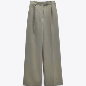 Zara Wide Leg Trousers Khaki Green